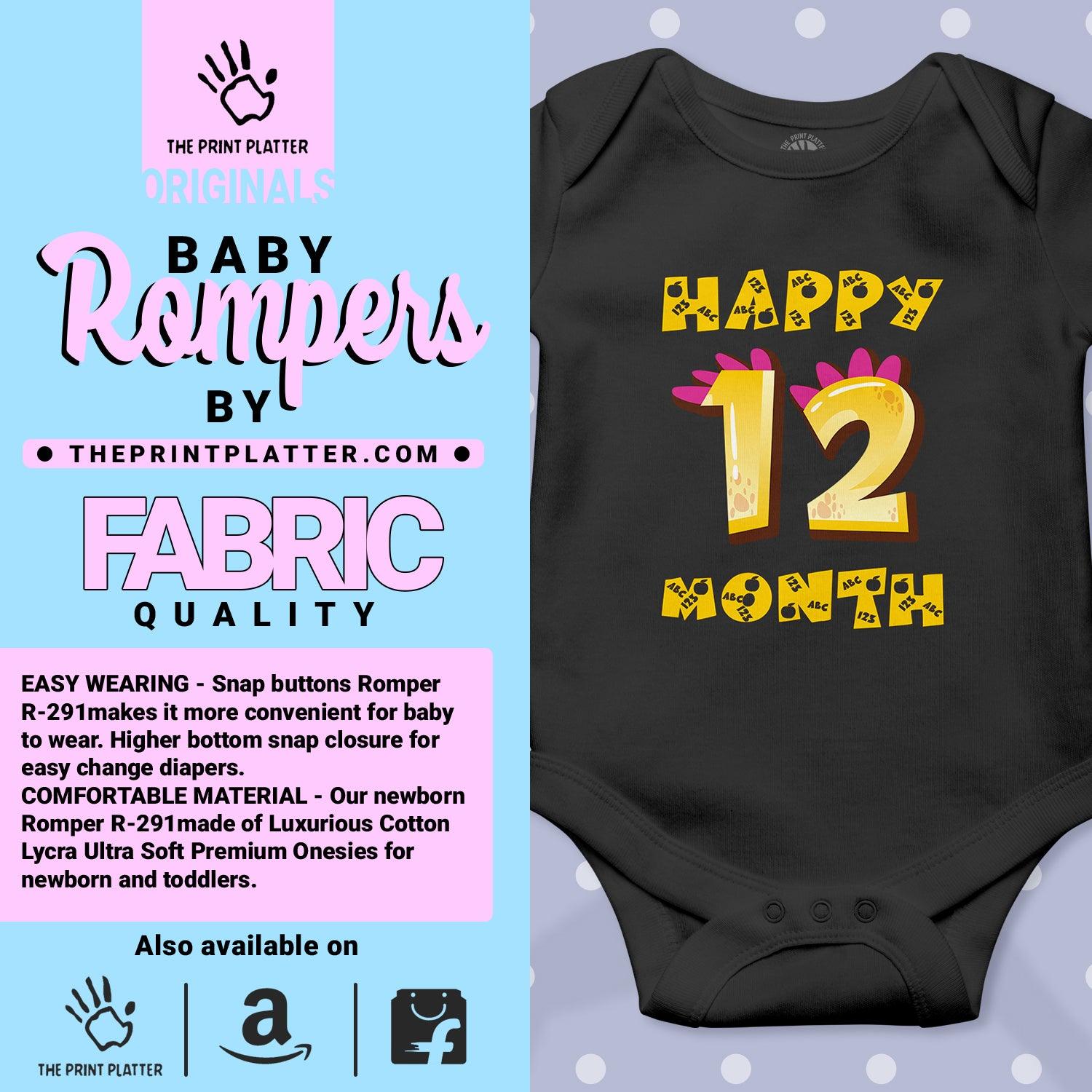 Happy 12 Month Unisex Half Sleeve Romper