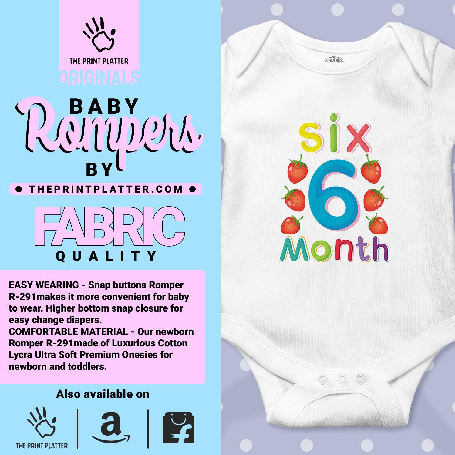 Six Month Strawberry Unisex Half Sleeve Romper