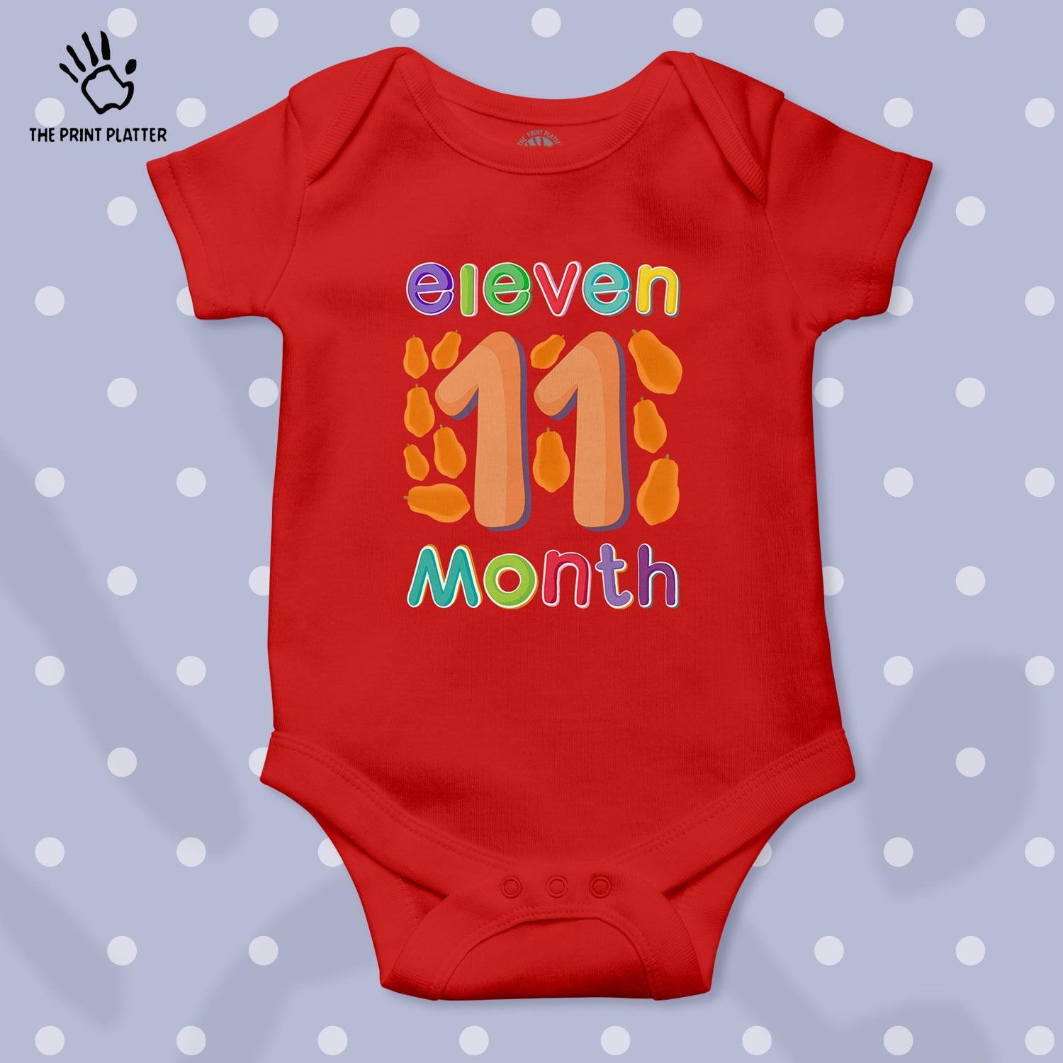 Eleven Month Papaya Unisex Half Sleeve Romper