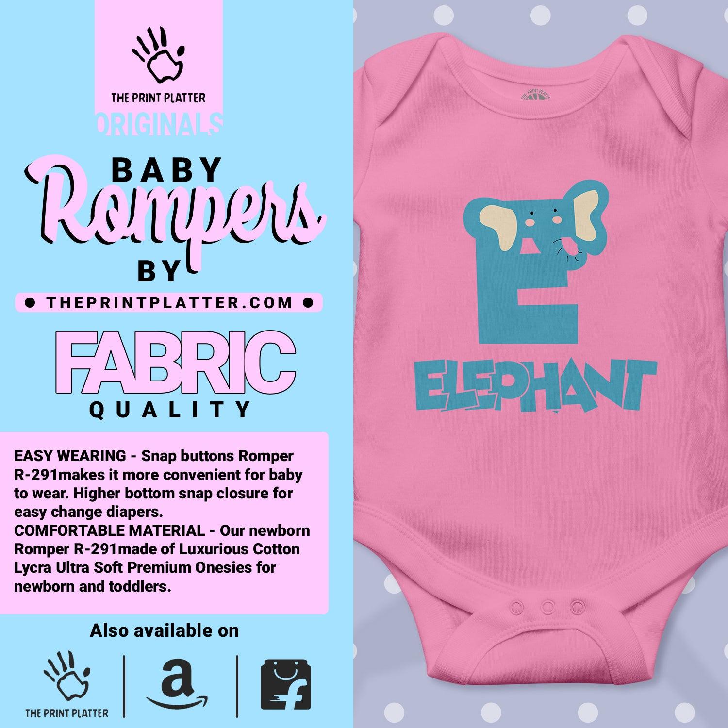 E - Elephant Unisex Half Sleeve Romper