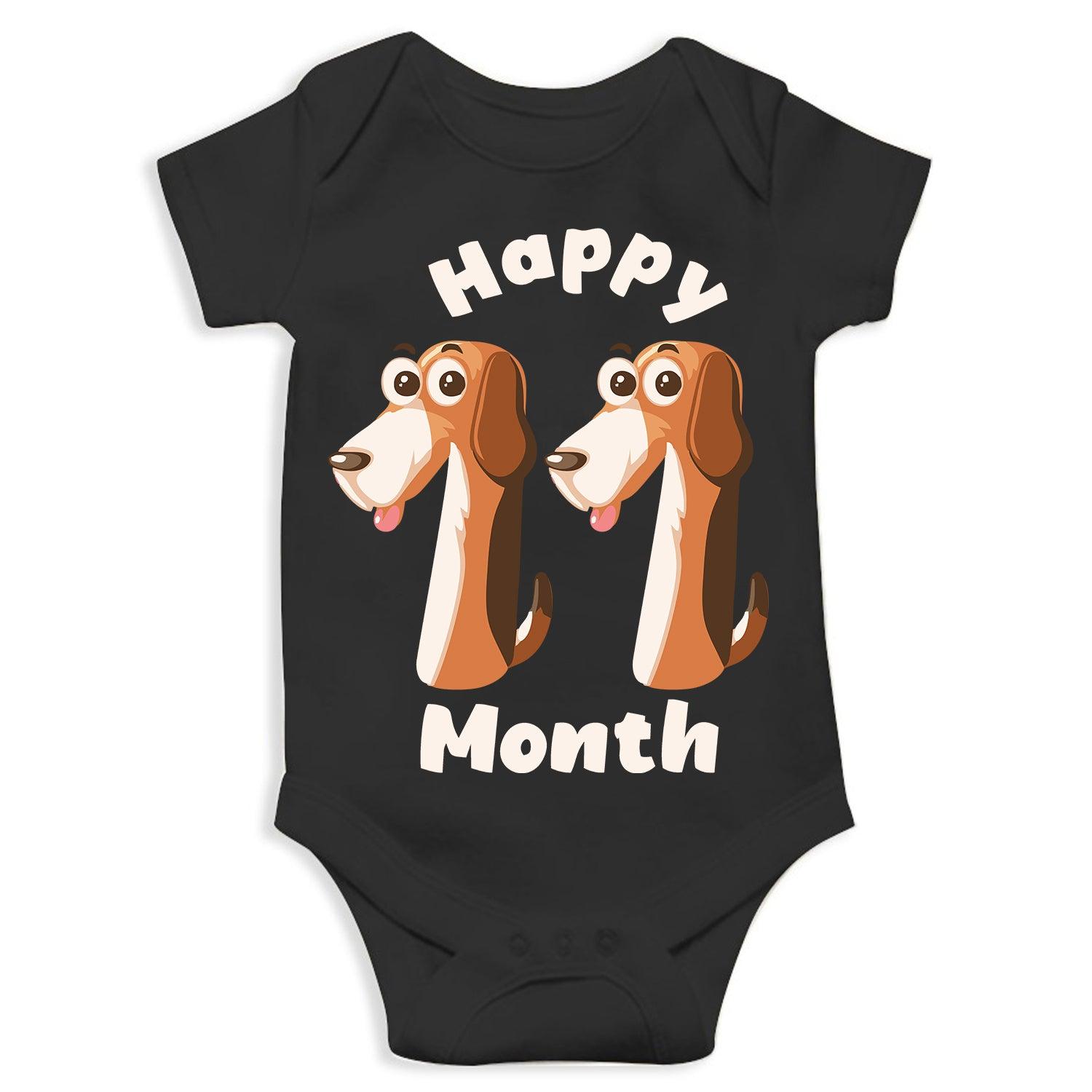 Happy 11 Month Unisex Half Sleeve Romper
