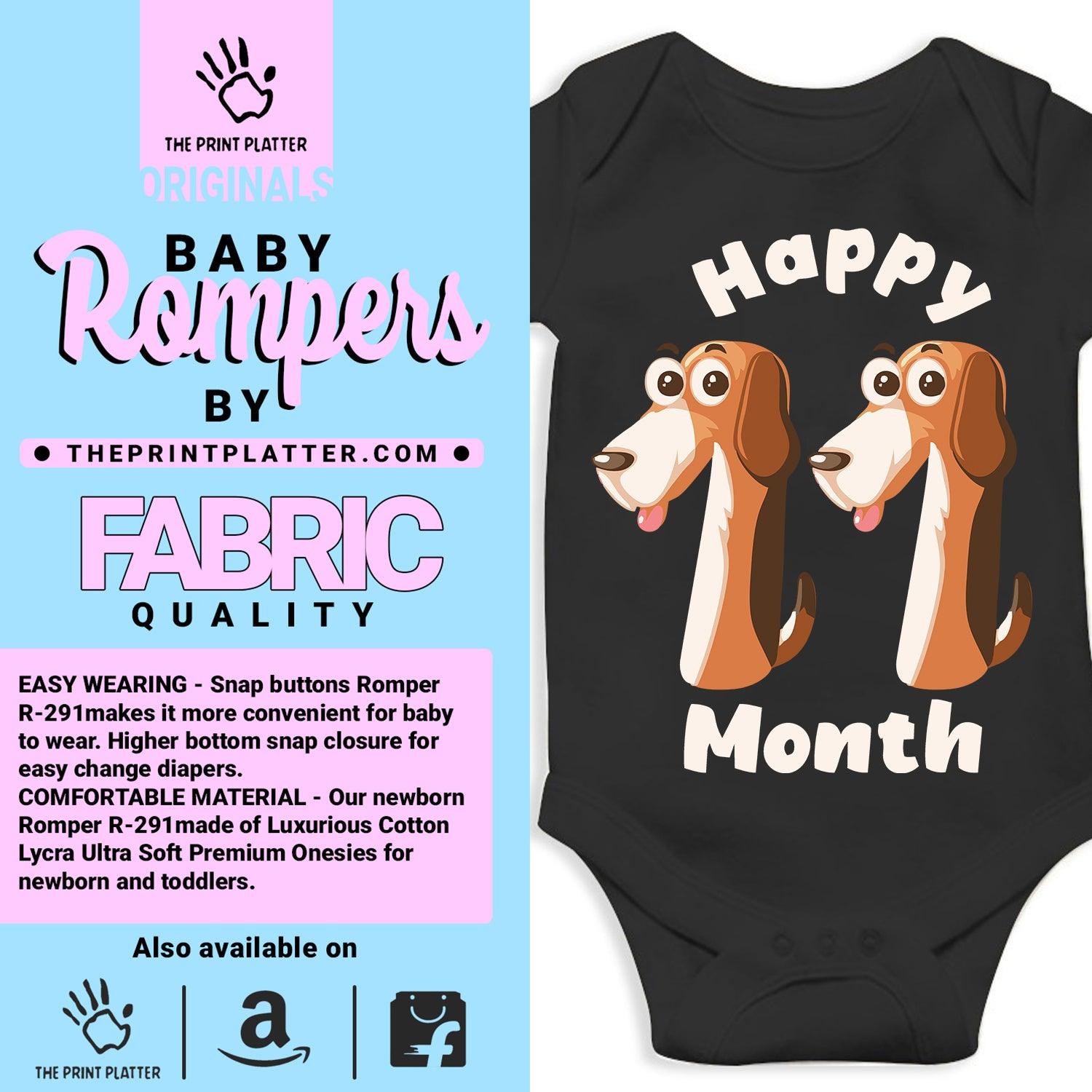 Happy 11 Month Unisex Half Sleeve Romper