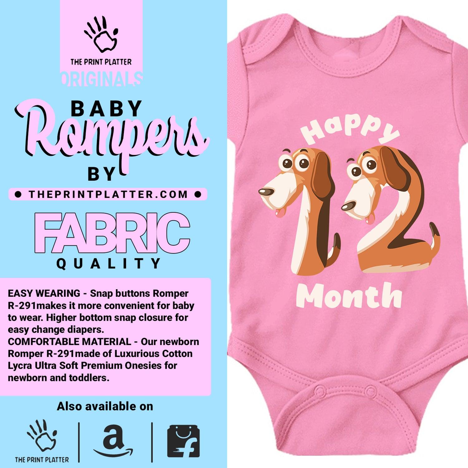 Happy 12 Month Unisex Half Sleeve Romper