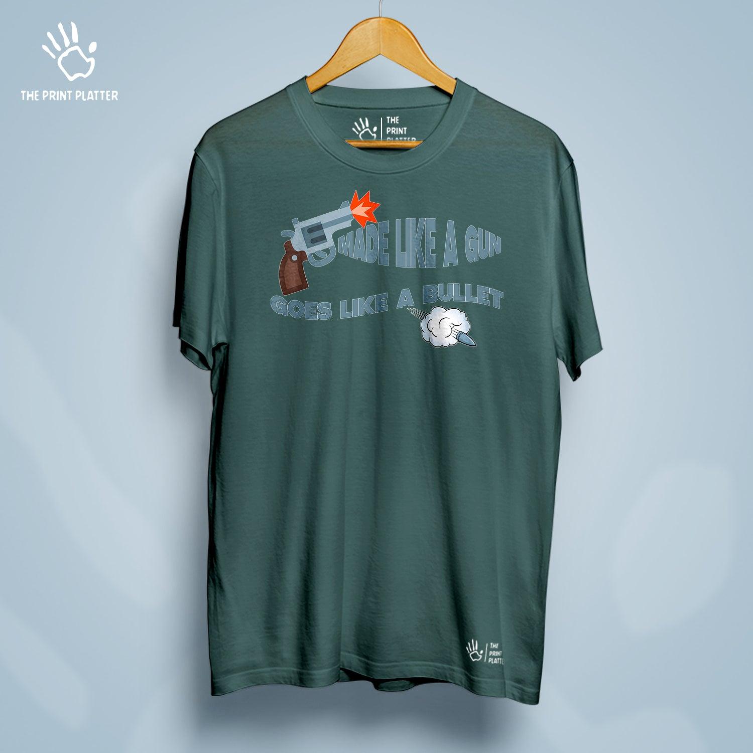 Made Like A Gun Goes Like A Bullet Cotton Bio Wash 180gsm T-shirt | T-R134