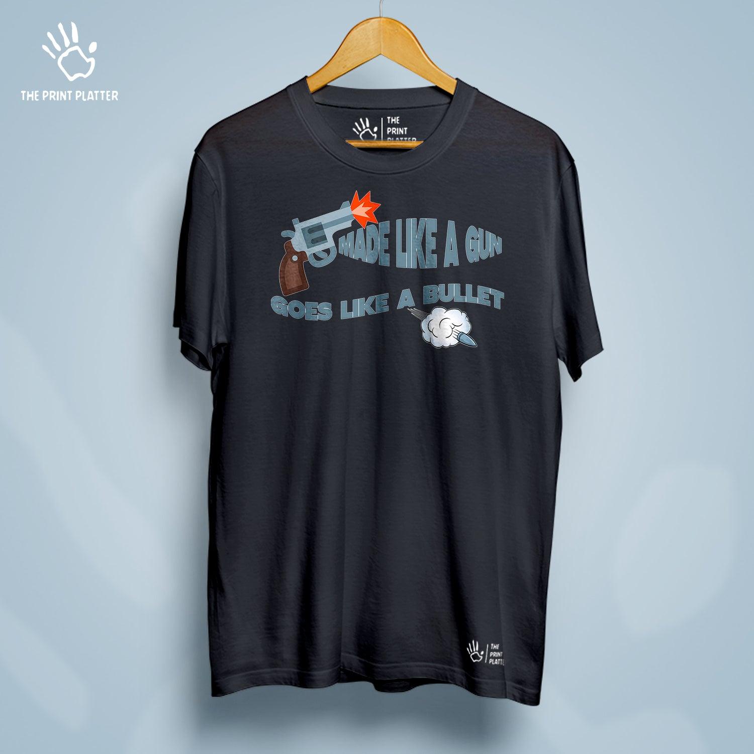 Made Like A Gun Goes Like A Bullet Cotton Bio Wash 180gsm T-shirt | T-R134