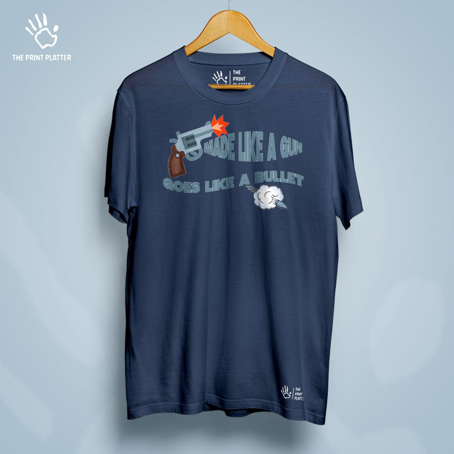 Made Like A Gun Goes Like A Bullet Cotton Bio Wash 180gsm T-shirt | T-R134