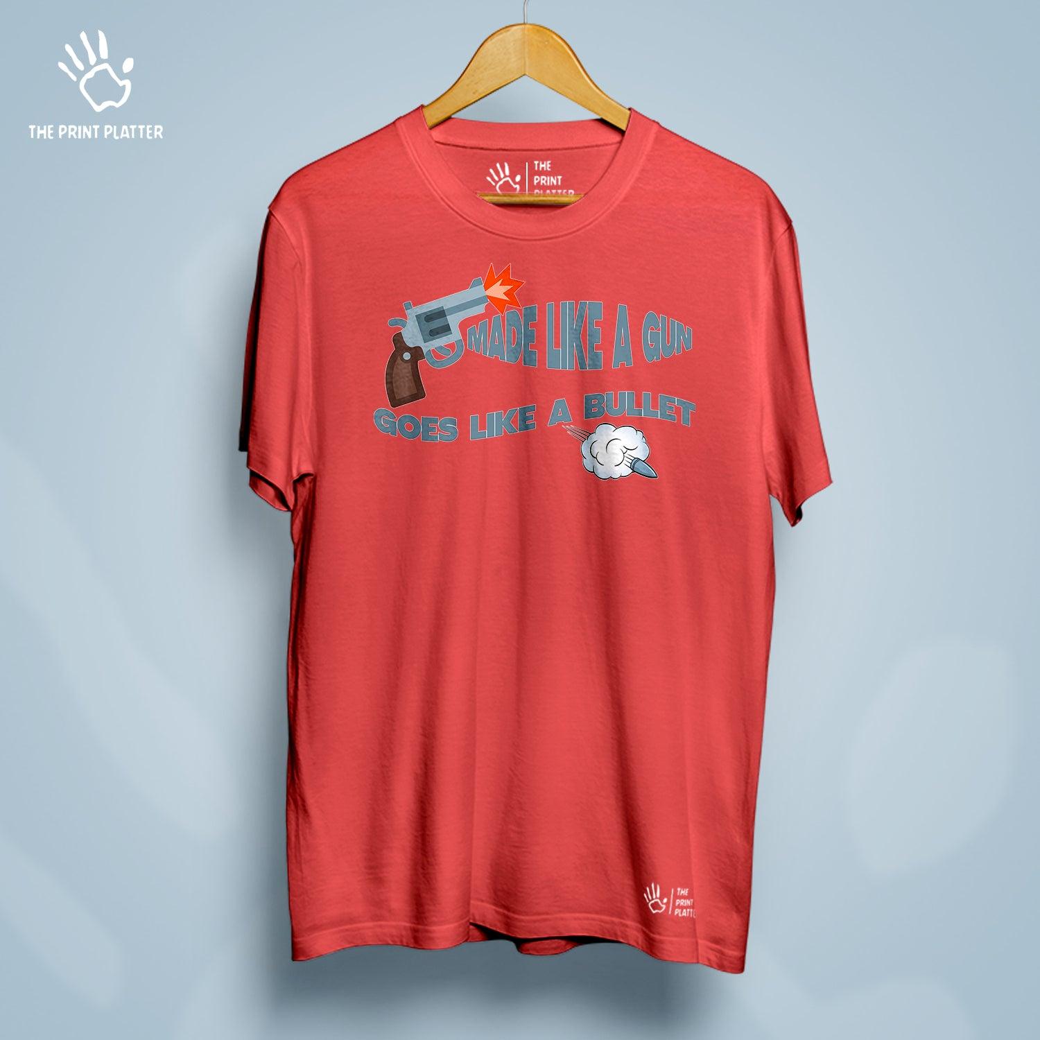 Made Like A Gun Goes Like A Bullet Cotton Bio Wash 180gsm T-shirt | T-R134