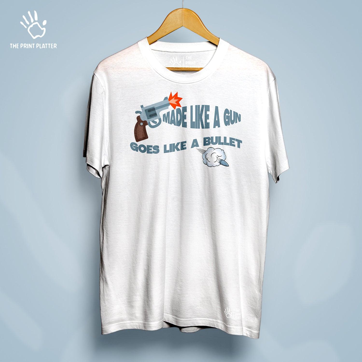 Made Like A Gun Goes Like A Bullet Cotton Bio Wash 180gsm T-shirt | T-R134