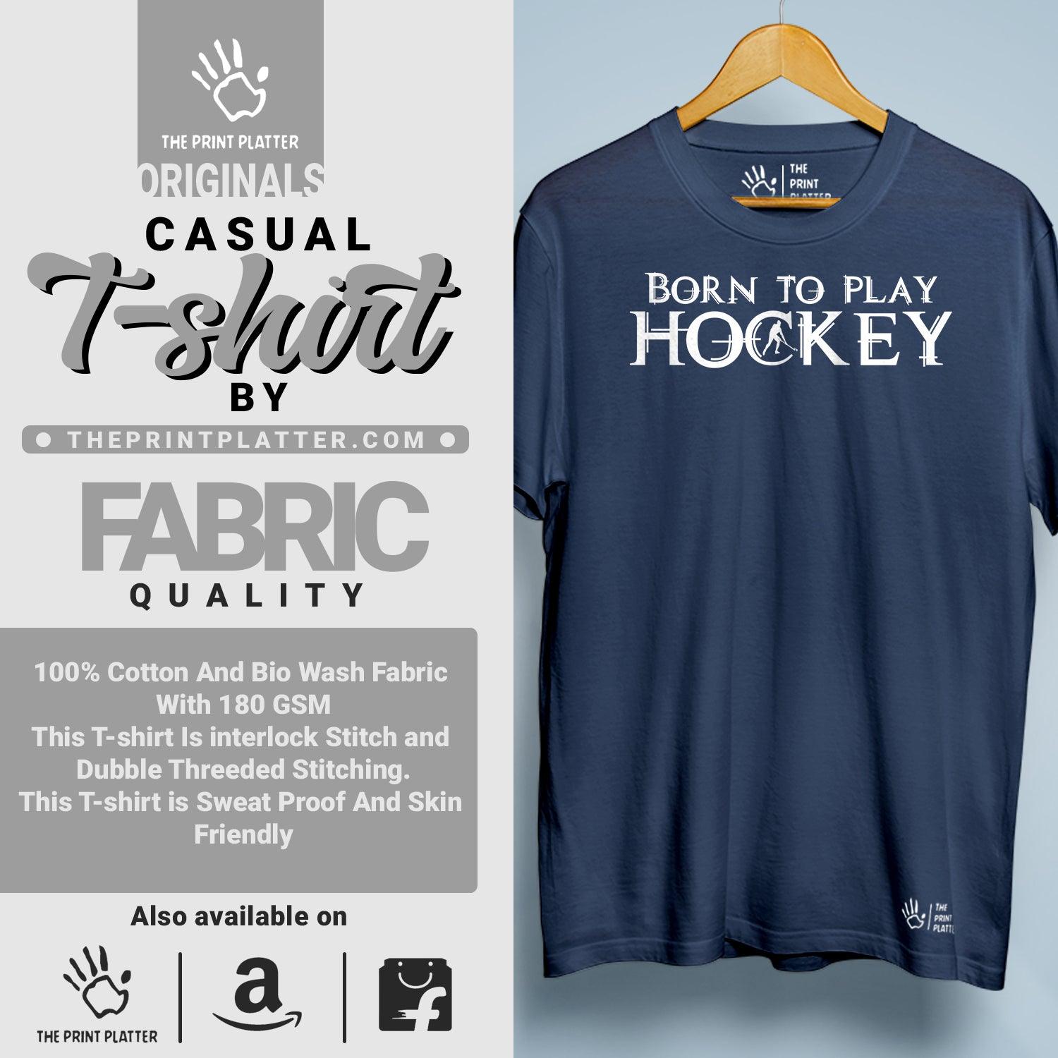 Born To Play Hockey Cotton Bio Wash 180gsm T-shirt | T-R151