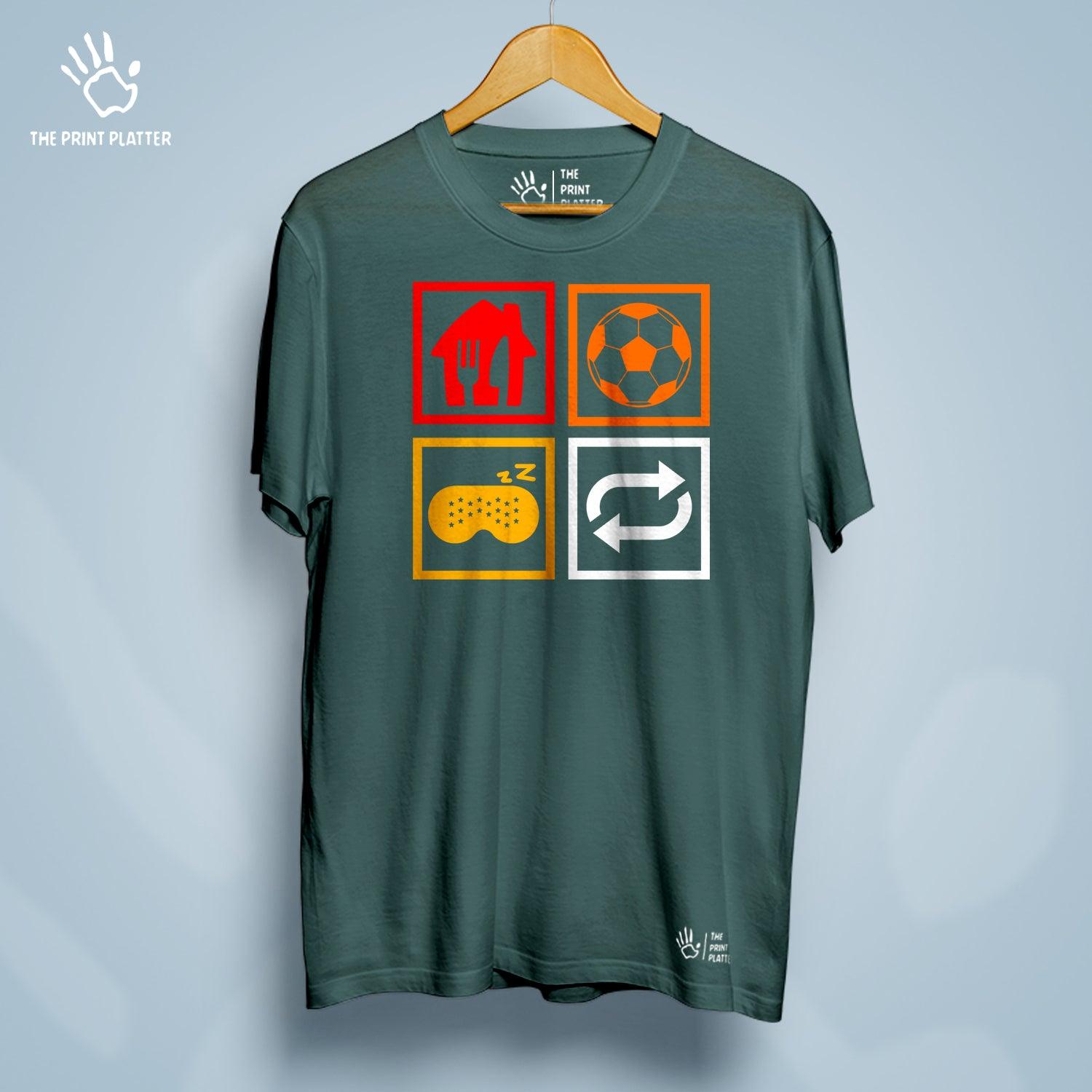 Eat Sleep Football Repeat Cotton Bio Wash 180gsm T-shirt | T-R155