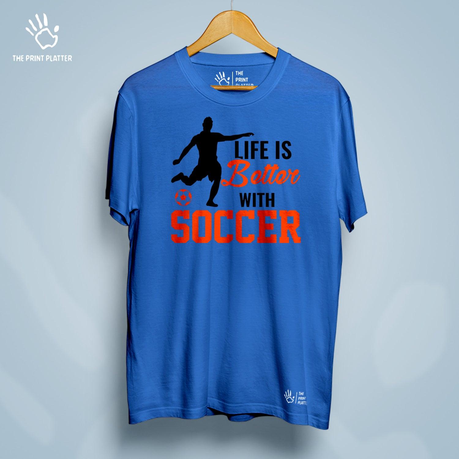 Life Is Better With Soccer Cotton Bio Wash 180gsm T-shirt | T-R158