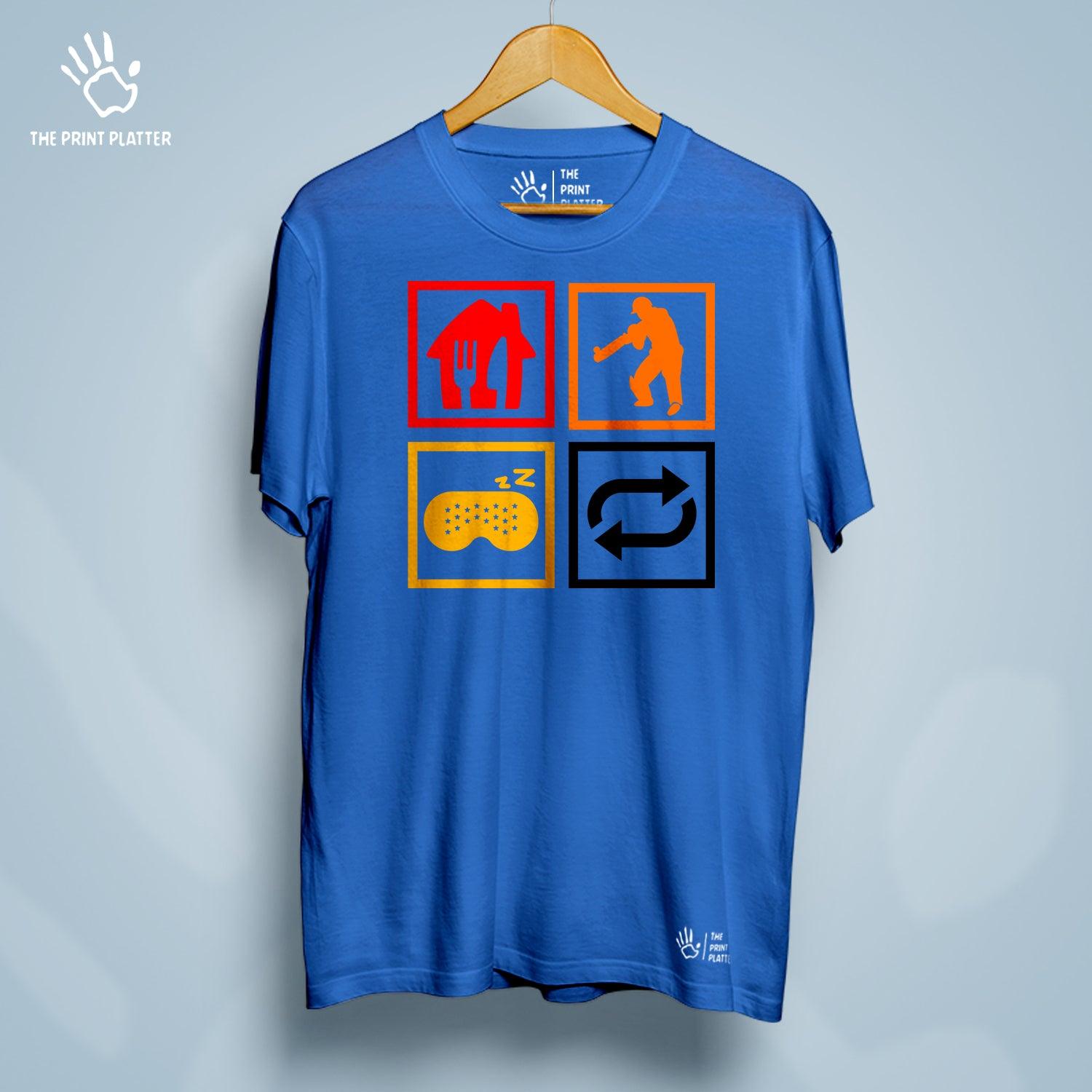 Eat Sleep Cricket Repeat Cotton Bio Wash 180gsm T-shirt | T-R161