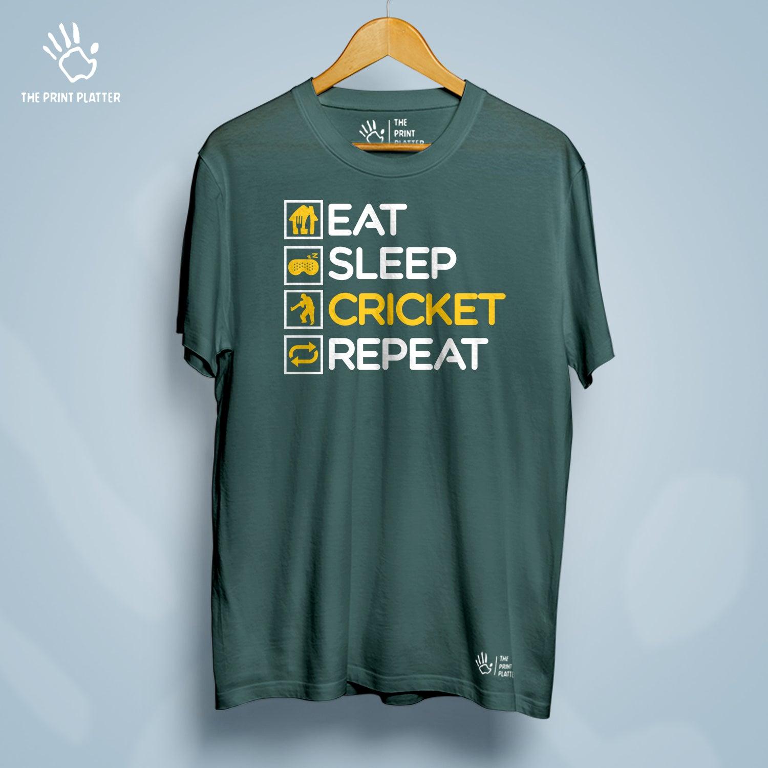 Eat Sleep Cricket Repeat Cotton Bio Wash 180gsm T-shirt | T-R162