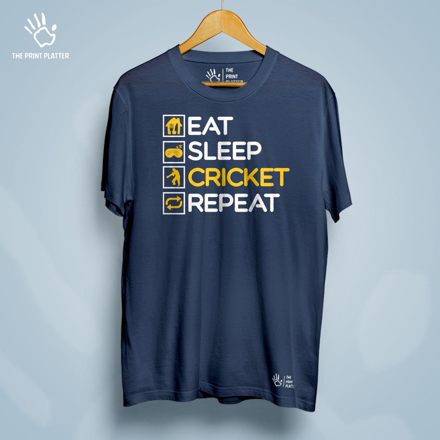 Eat Sleep Cricket Repeat Cotton Bio Wash 180gsm T-shirt | T-R162