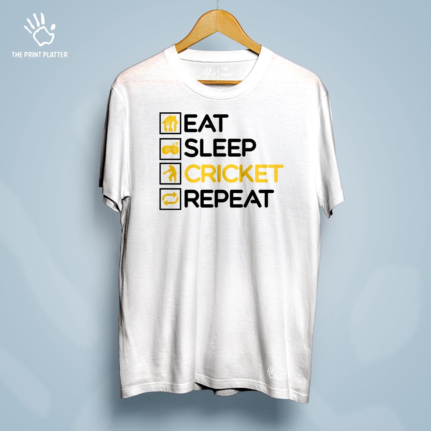 Eat Sleep Cricket Repeat Cotton Bio Wash 180gsm T-shirt | T-R162