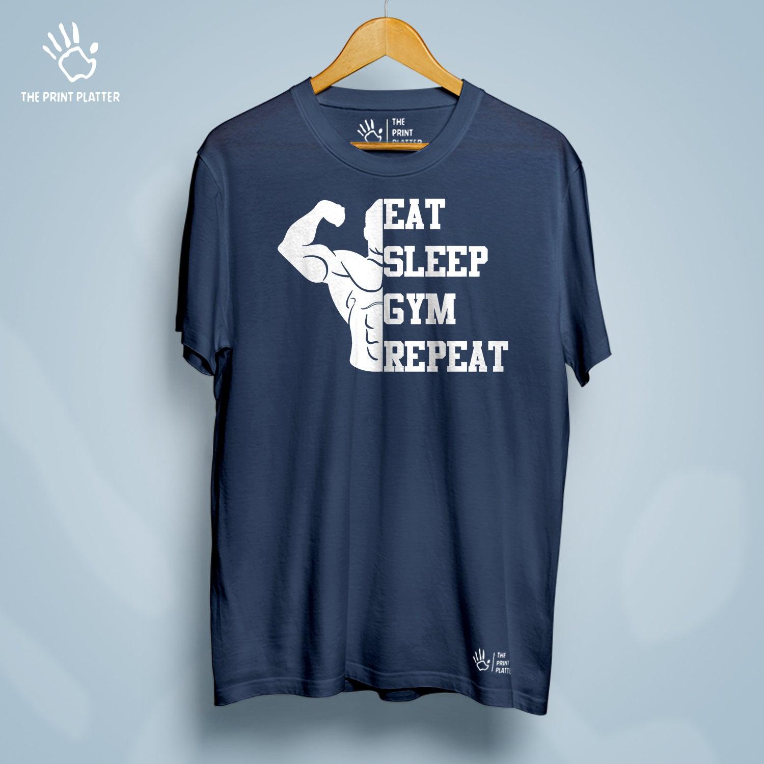Eat Sleep Gym Repeat Cotton Bio Wash 180gsm T-shirt | T-R20