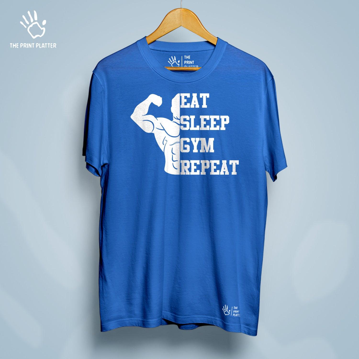 Eat Sleep Gym Repeat Cotton Bio Wash 180gsm T-shirt | T-R20