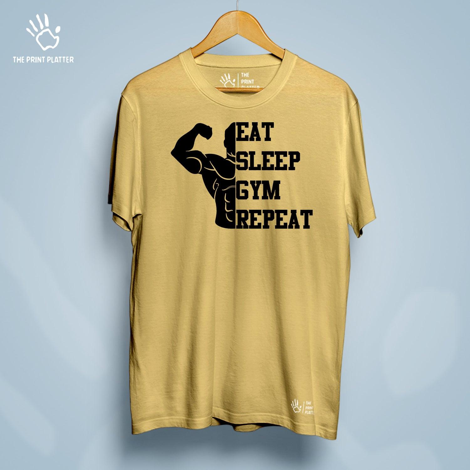 Eat Sleep Gym Repeat Cotton Bio Wash 180gsm T-shirt | T-R20
