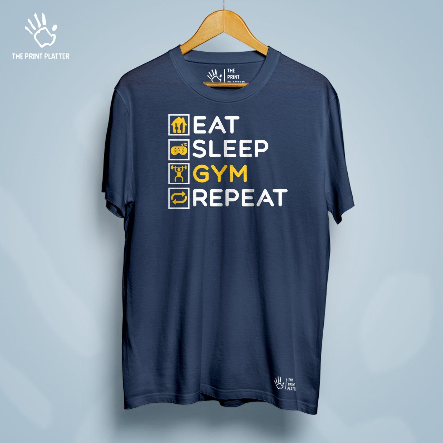 Eat Sleep Gym Repeat Cotton Bio Wash 180gsm T-shirt | T-R21