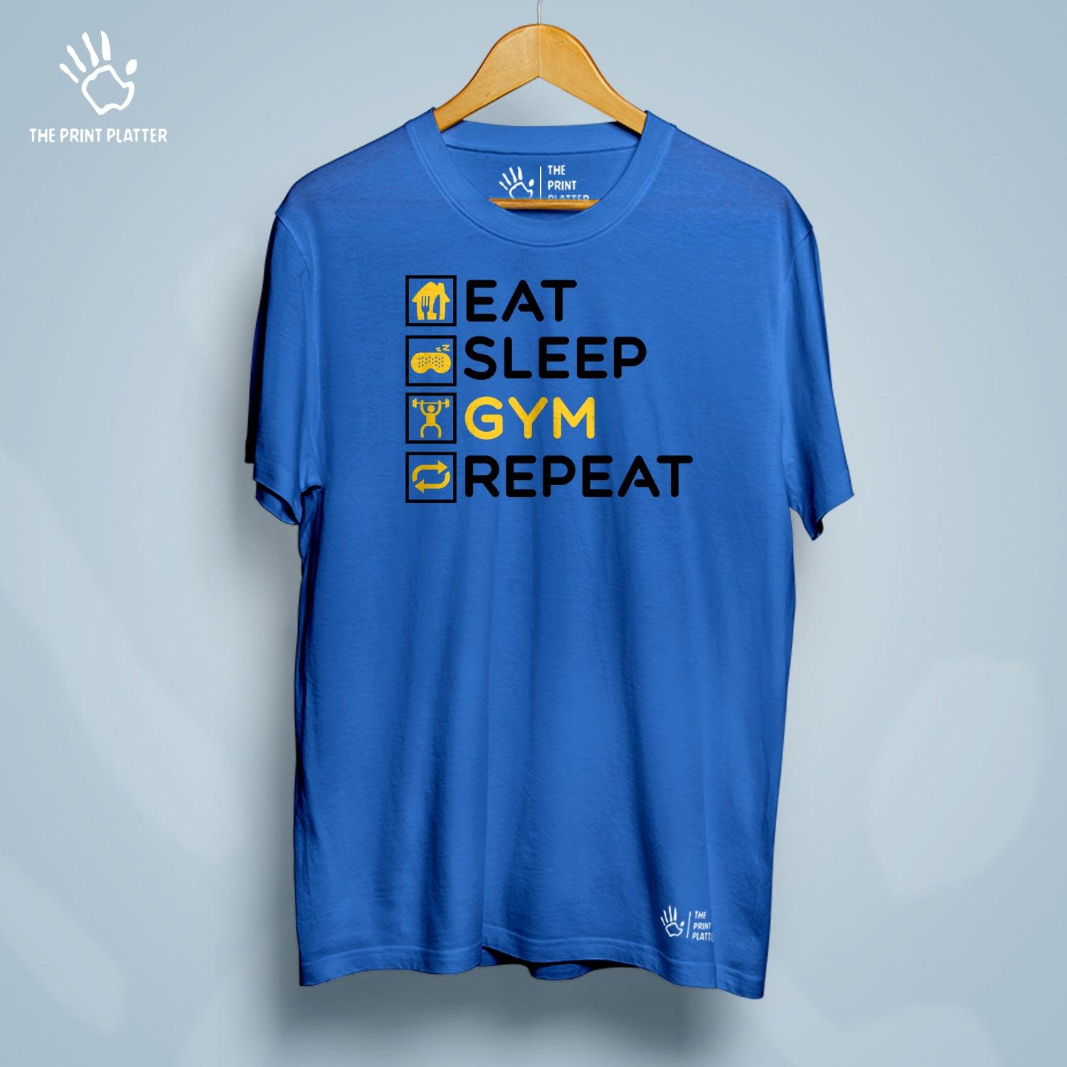 Eat Sleep Gym Repeat Cotton Bio Wash 180gsm T-shirt | T-R21