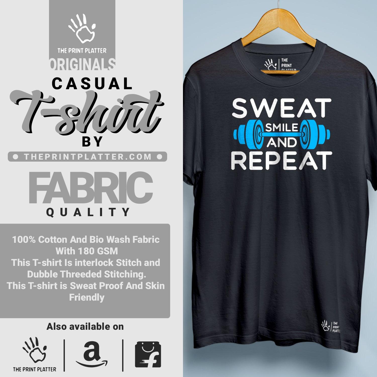 Sweat Smile And Repeat Cotton Bio Wash 180gsm T-shirt | T-R22