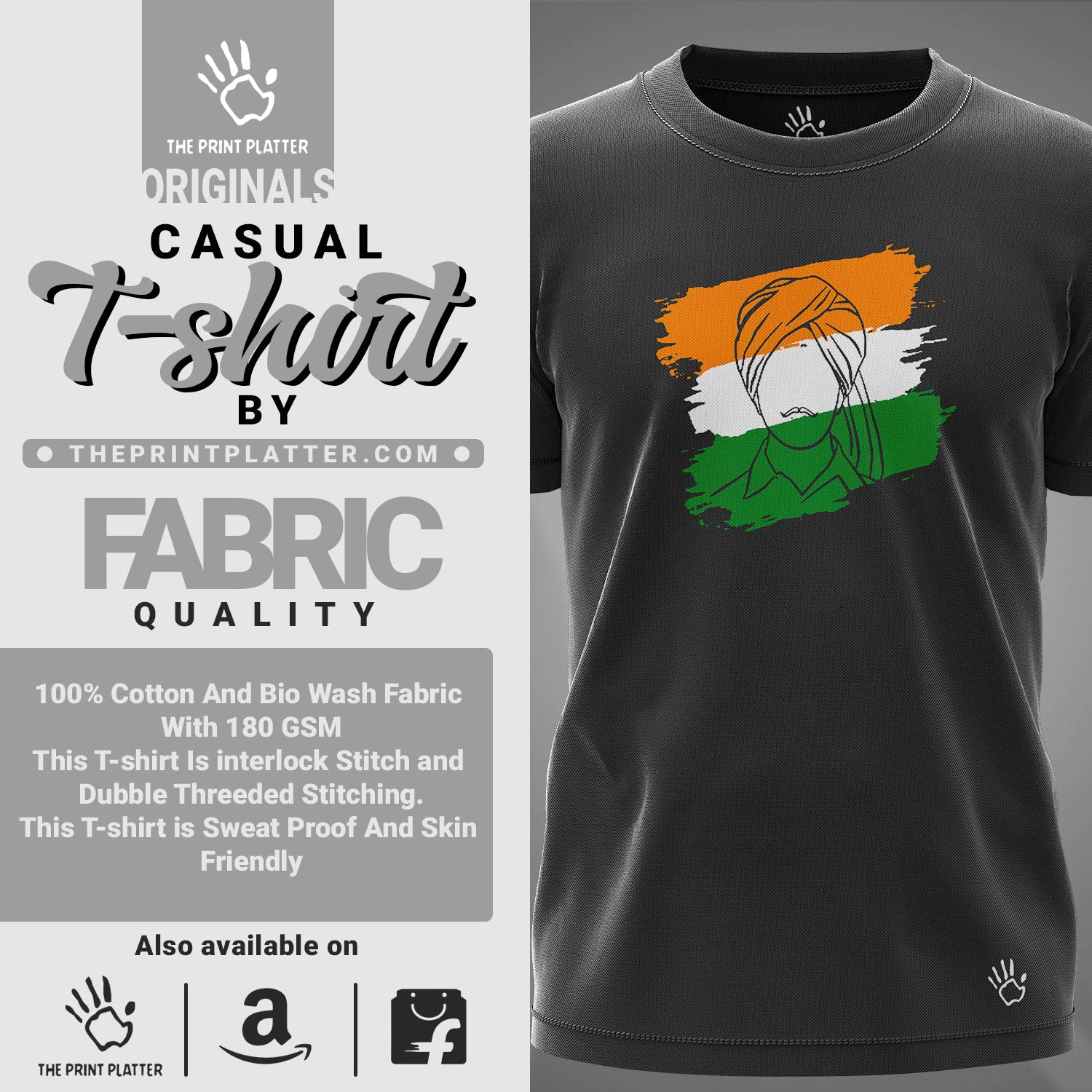 BhagatSinghFlag Unisex Tshirt for Casual Wear