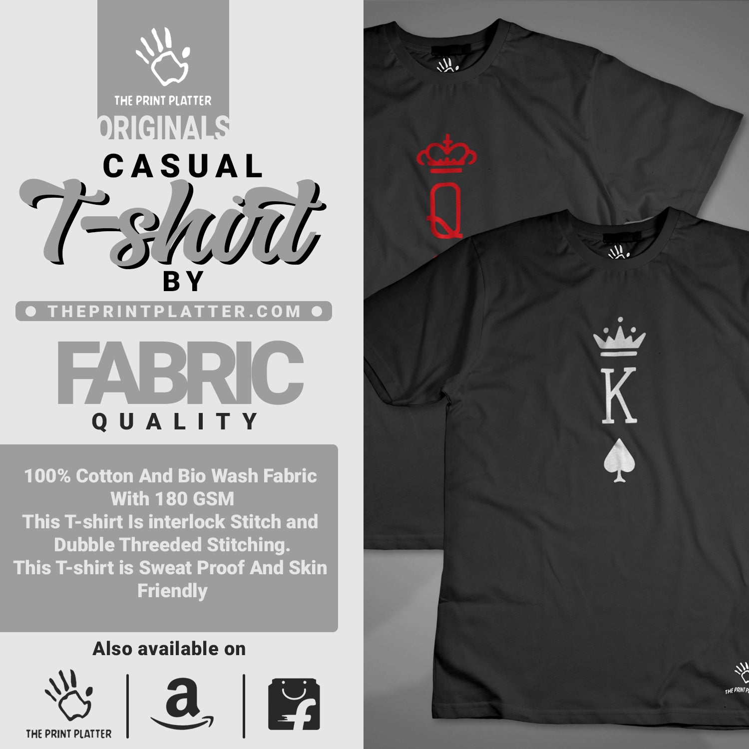 King_QueenOfHearts T-SHIRT CASUAL WEAR |T23