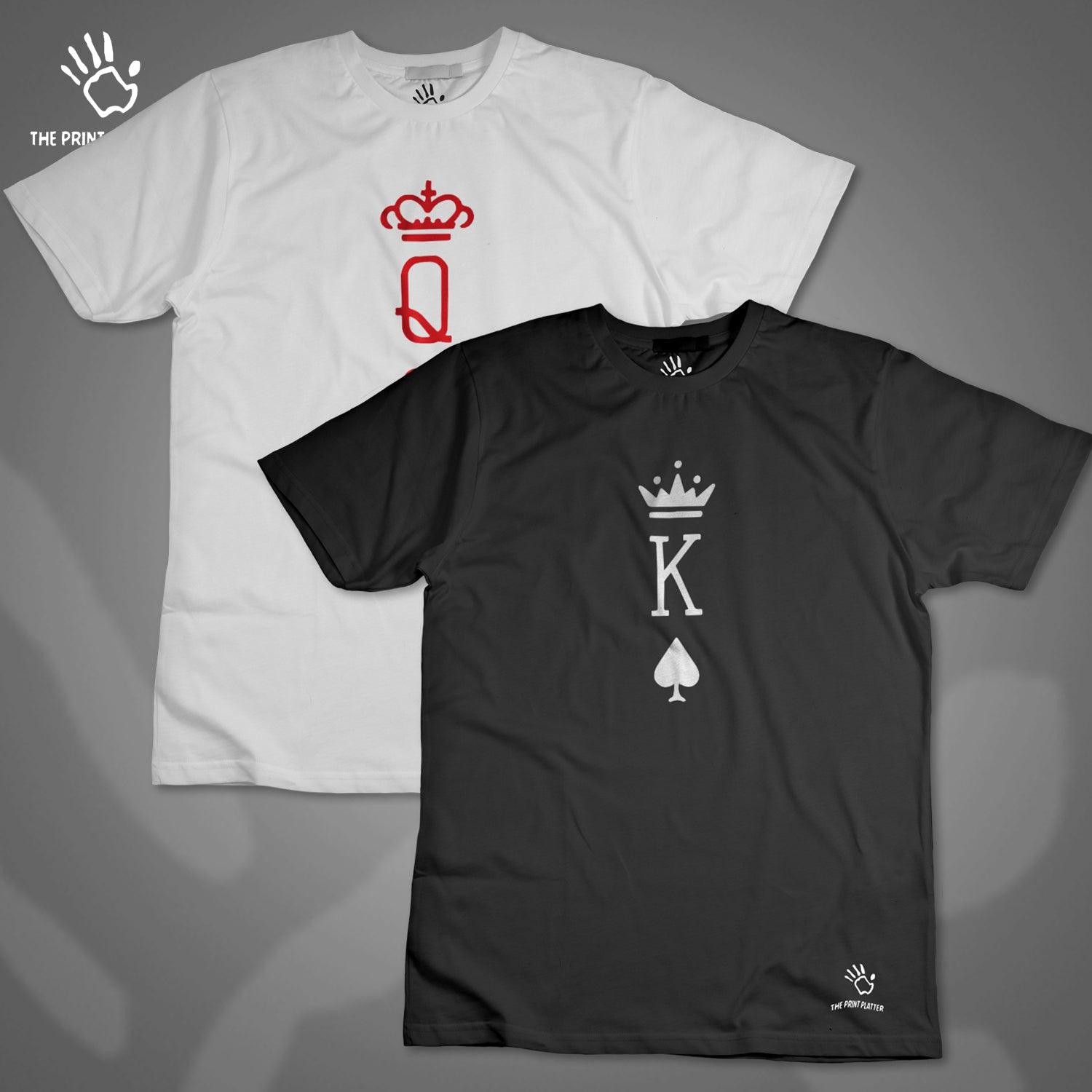 King & Queen Of Hearts Cotton Bio Wash 180gsm T-shirt | T23-King&QueenOfHearts