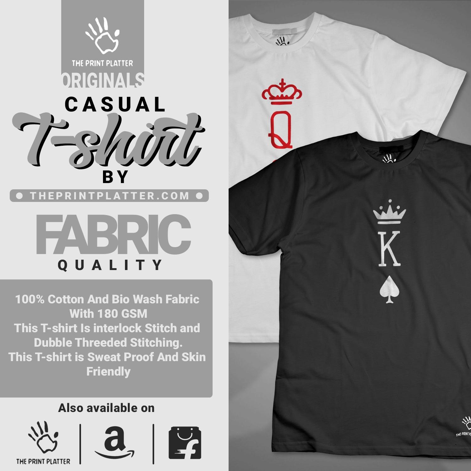 King & Queen Of Hearts Cotton Bio Wash 180gsm T-shirt | T23-King&QueenOfHearts