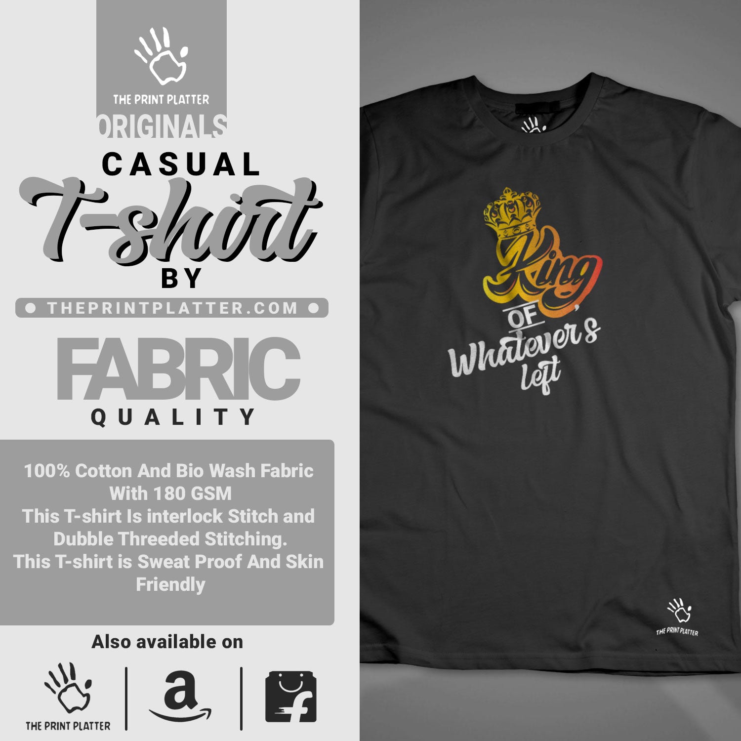 KingOfWhateverLeft T-SHIRT CASUAL WEAR FOR MEN