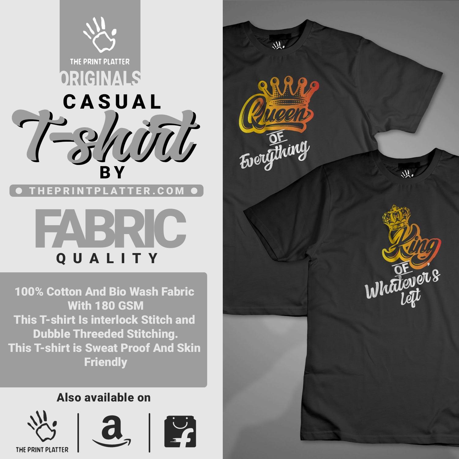 King & Queen Cotton Bio Wash 180gsm T-shirt | T26-King&QueenOfEverythig