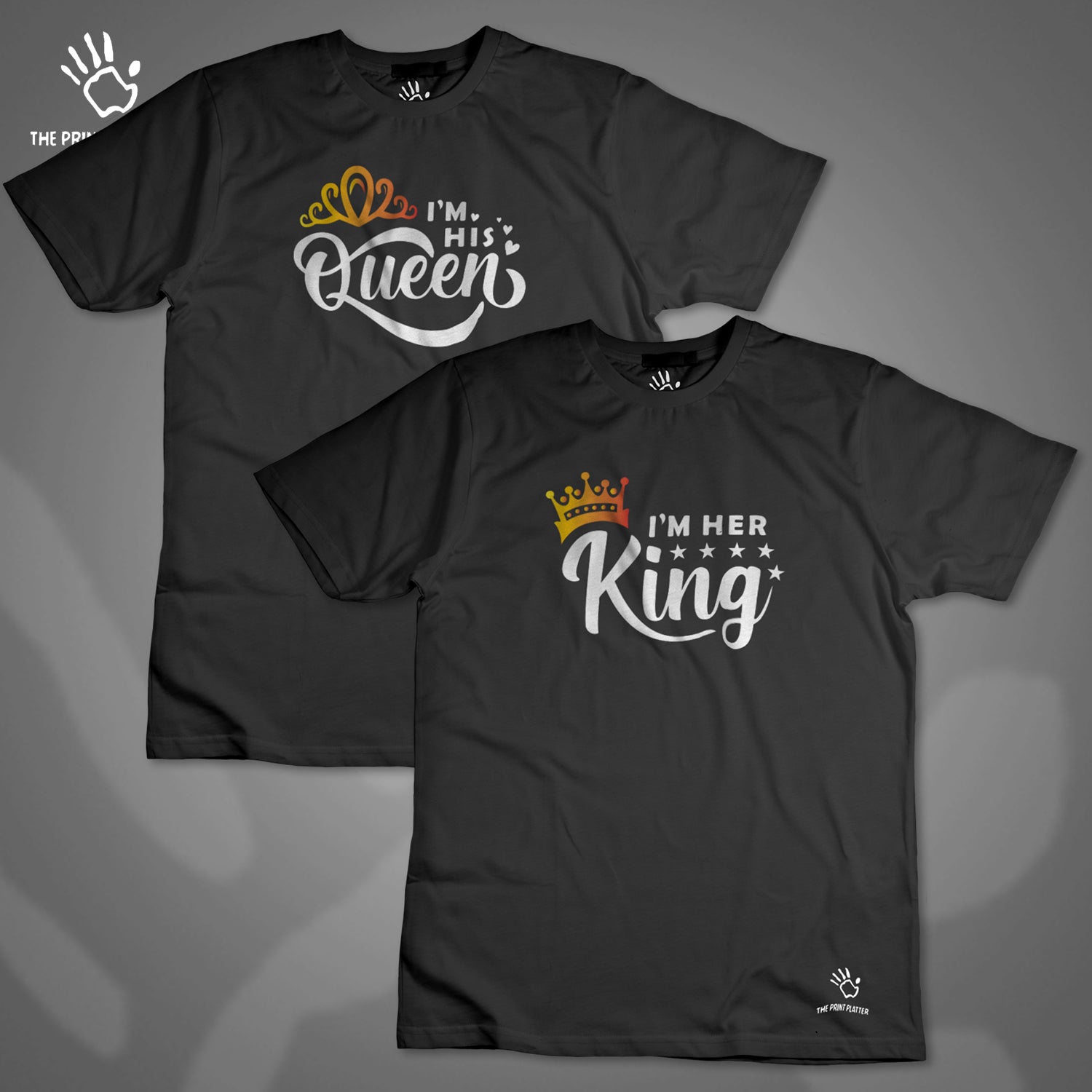 King & Queen Cotton Bio Wash 180gsm T-shirt | T29-IamHer&His....