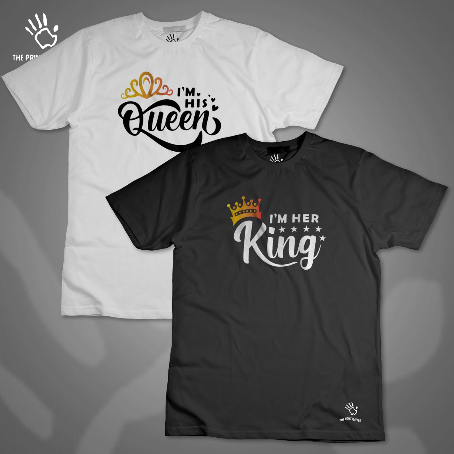 King & Queen Cotton Bio Wash 180gsm T-shirt | T29-IamHer&His....