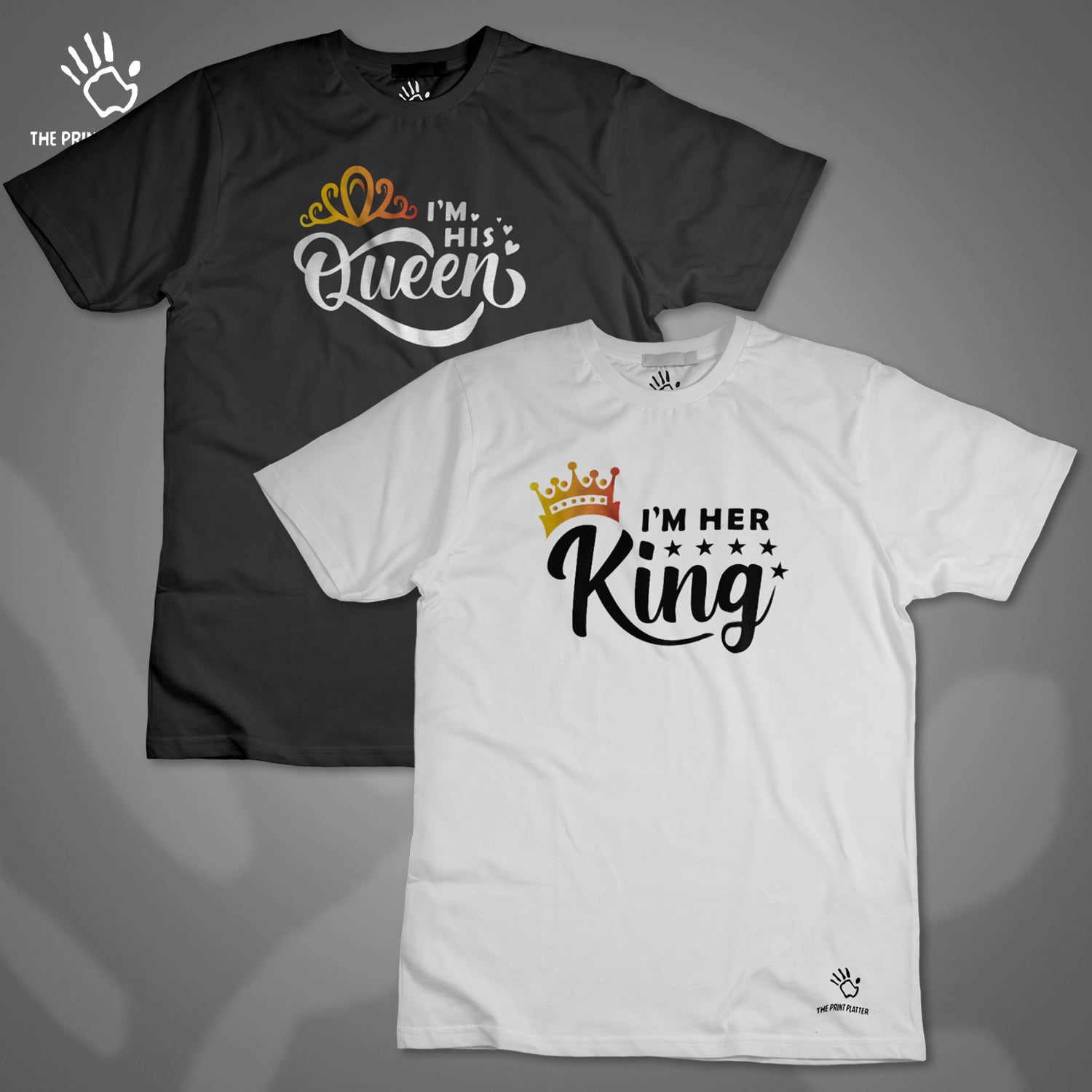 King & Queen Cotton Bio Wash 180gsm T-shirt | T29-IamHer&His....