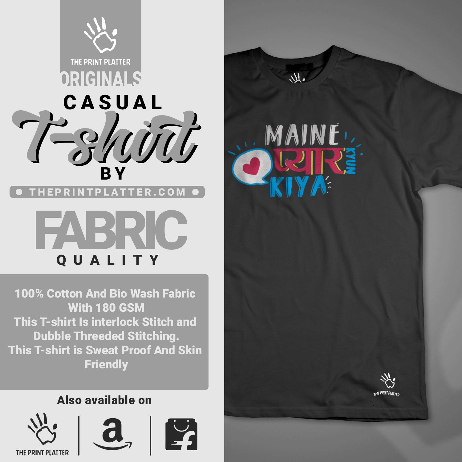 PyaarQKiya T-SHIRT FOR UNISEX CASUAL WEAR