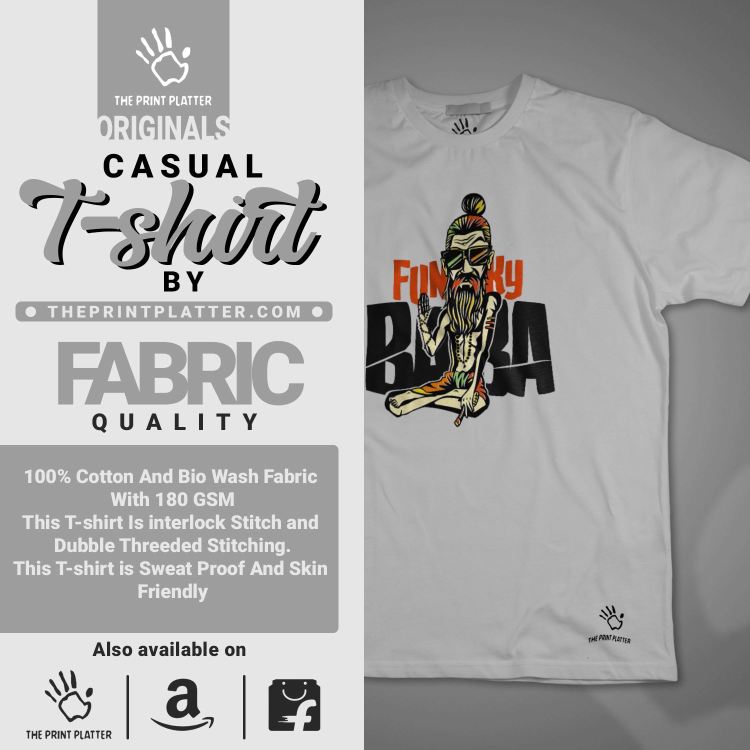 Funkey Baba Cotton Bio Wash 180gsm T-shirt |T45...