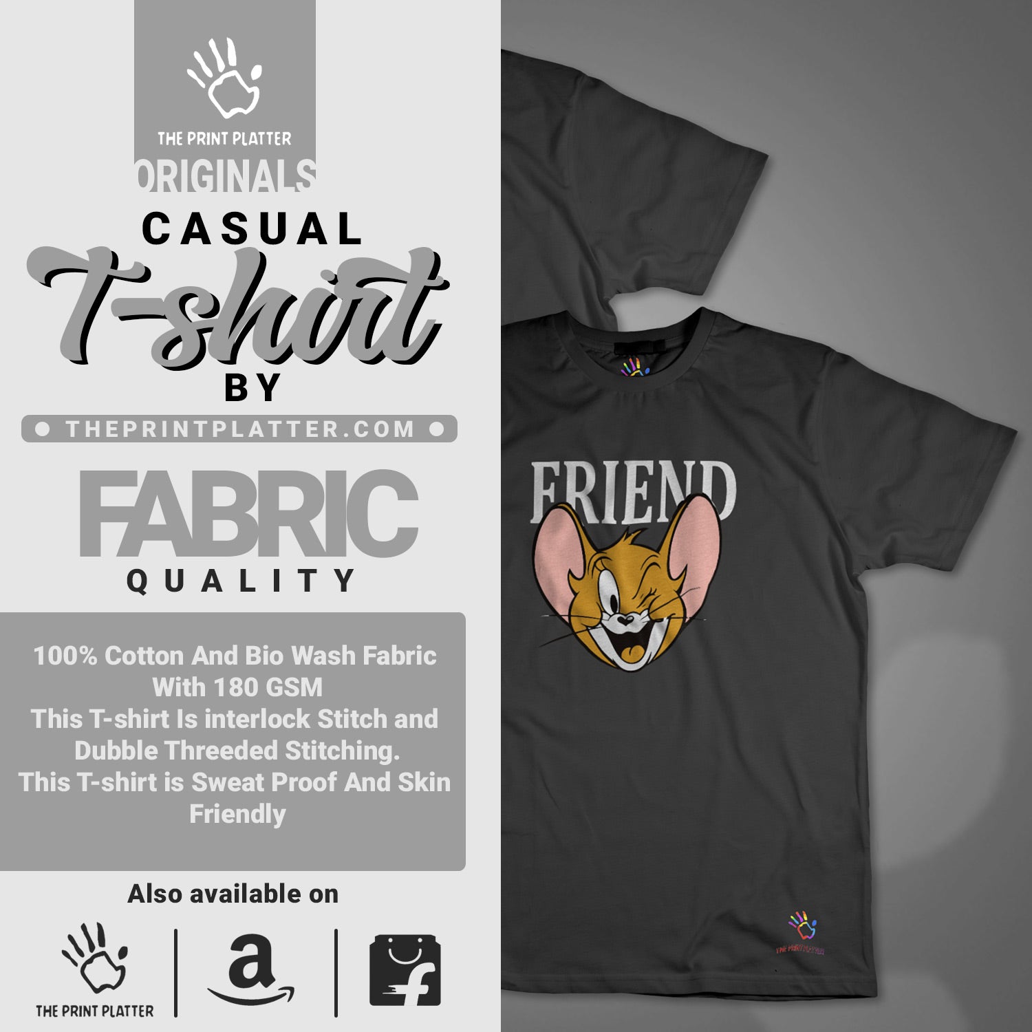 TomJarry Cotton Bio Wash 180gsm T-shirt | T67...