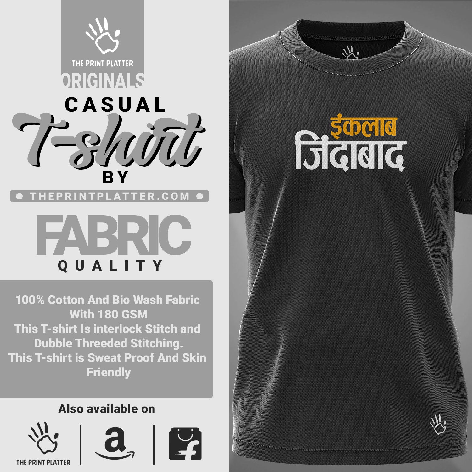 INKALAB ZINDABAD Unisex Tshirt for Casual Wear