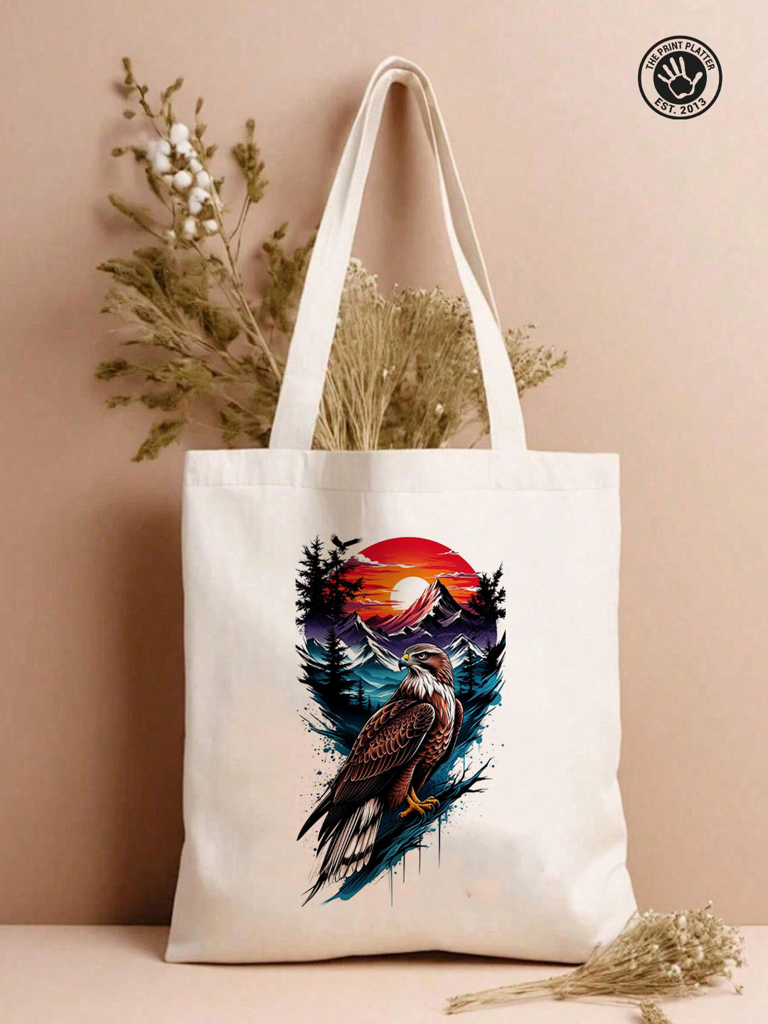 Bald Eagle Tote Bag –  Nature illustration Reusable Jute/Canvas Tote Bag