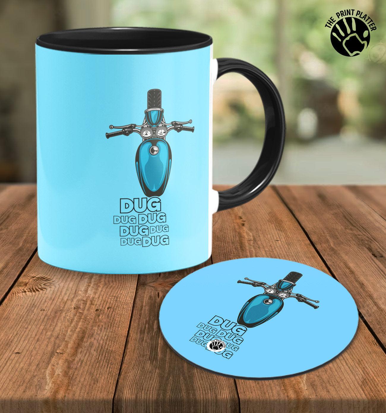 Dug Dug Dug Inside Black Cermic Coffee Mug With Tea Coster 330 ml, Microwave & Dishwasher Safe| TM-R132