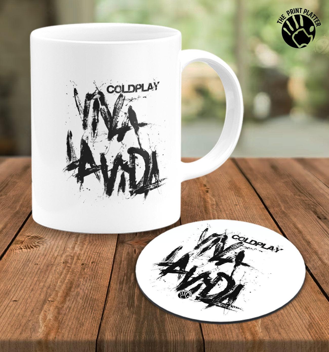 Viva Lavida White Cermic Coffee Mug With Tea Coster 330 ml, Microwave & Dishwasher Safe| TM-R138