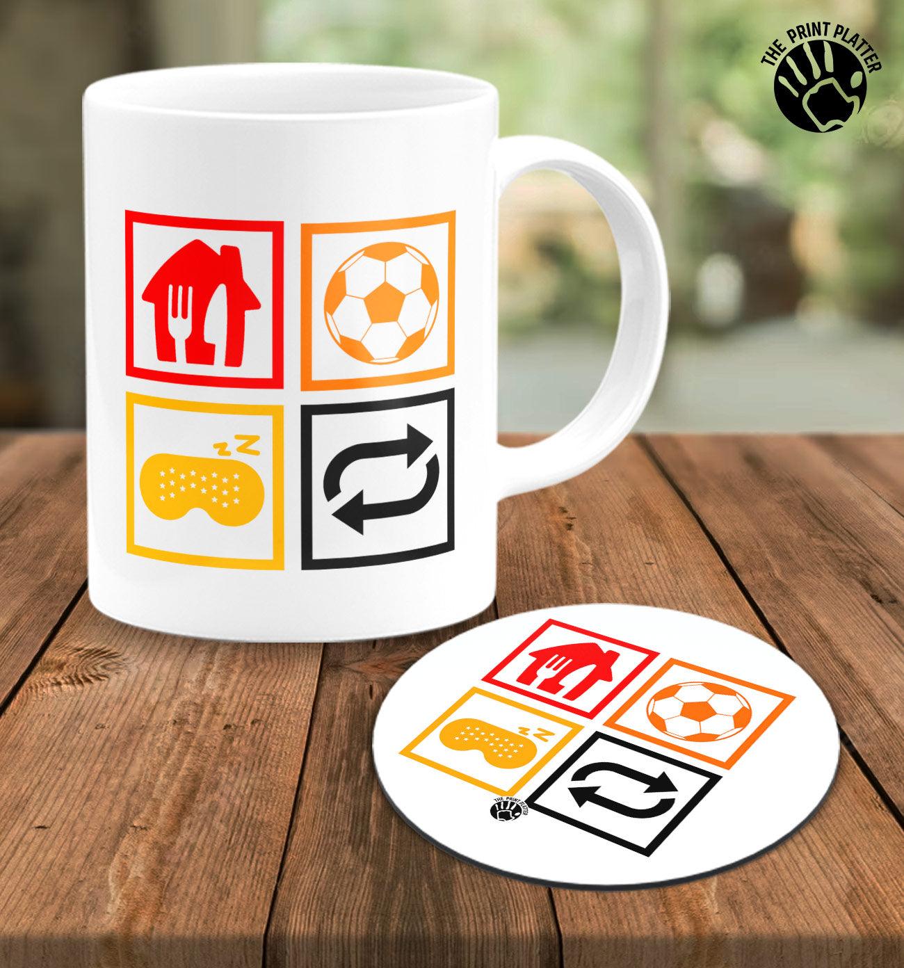 Born To Play Football White Cermic Coffee Mug With Tea Coster 330 ml, Microwave & Dishwasher Safe| TM-R155