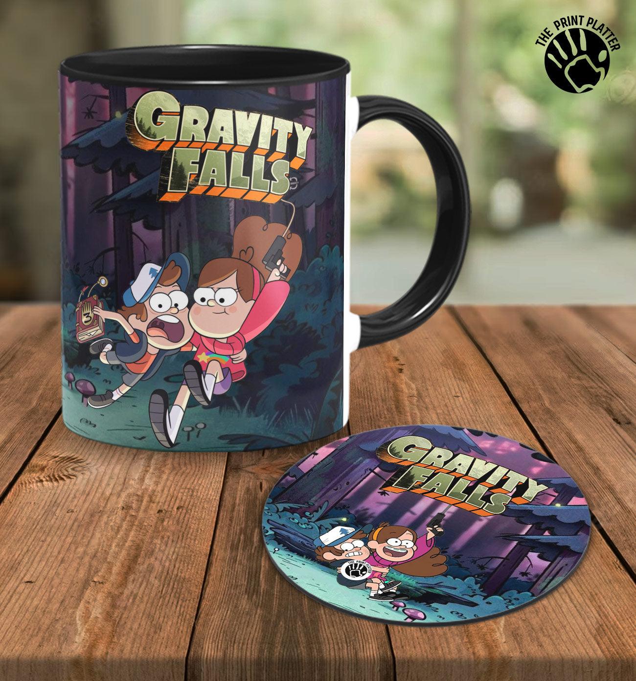 Gravity Falls Inside Black Cermic Coffee Mug With Tea Coster 330 ml, Microwave & Dishwasher Safe| TM-R192