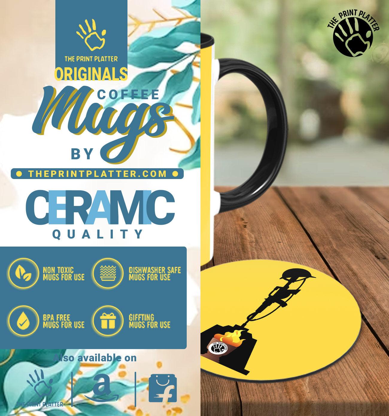 Army Inside black Cermic Coffee Mug With Tea Coster 330 ml, Microwave & Dishwasher Safe| TM-R240