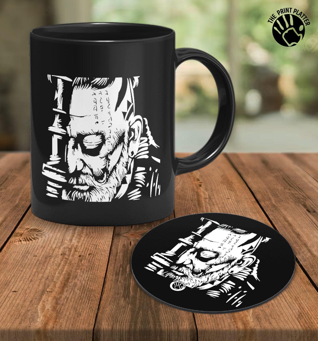 KGF Full Black cermic Coffee Mug With Tea Coster 330 ml, Microwave & Dishwasher Safe| TM-R59