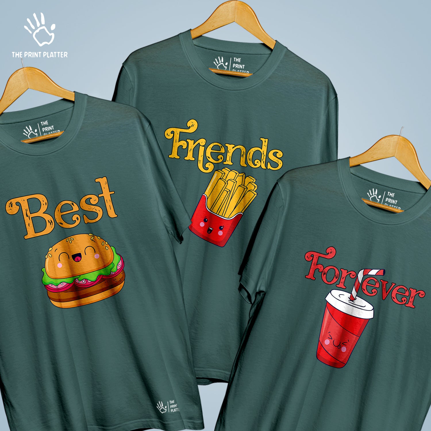 Best Friends Forever Cotton Bio Wash 180gsm T-shirt | 3Combo-FriendshipDay-1-BFF