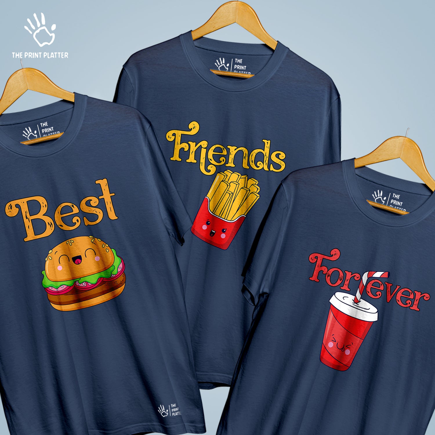 Best Friends Forever Cotton Bio Wash 180gsm T-shirt | 3Combo-FriendshipDay-1-BFF