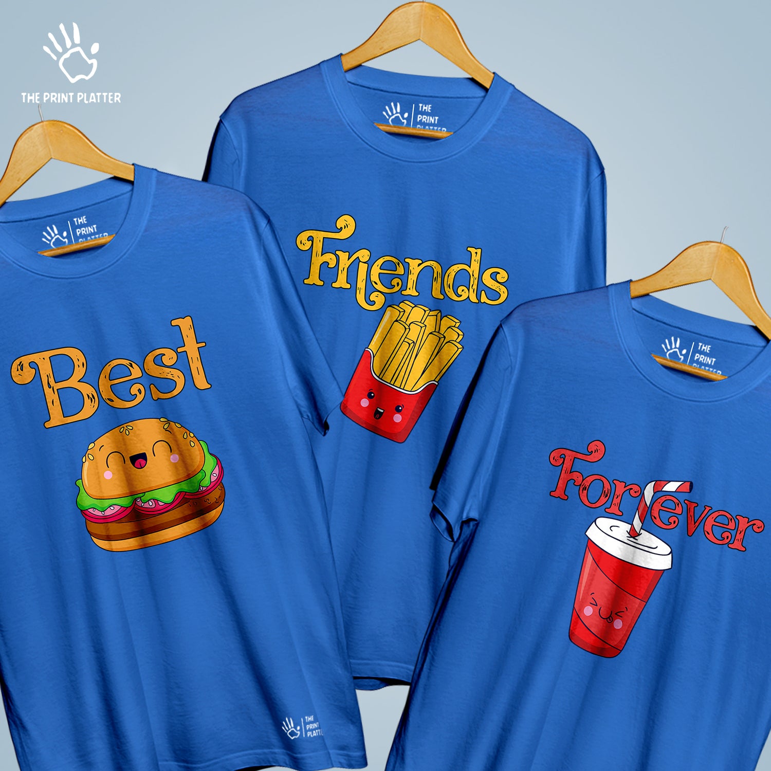 Best Friends Forever Cotton Bio Wash 180gsm T-shirt | 3Combo-FriendshipDay-1-BFF