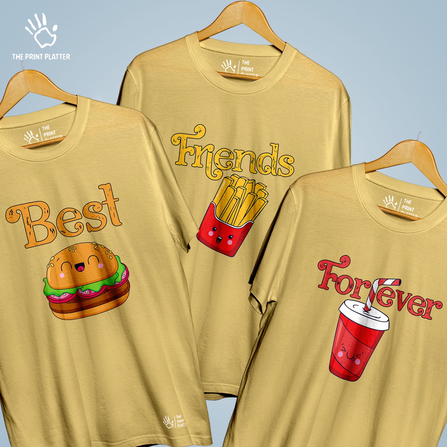 Best Friends Forever Cotton Bio Wash 180gsm T-shirt | 3Combo-FriendshipDay-1-BFF