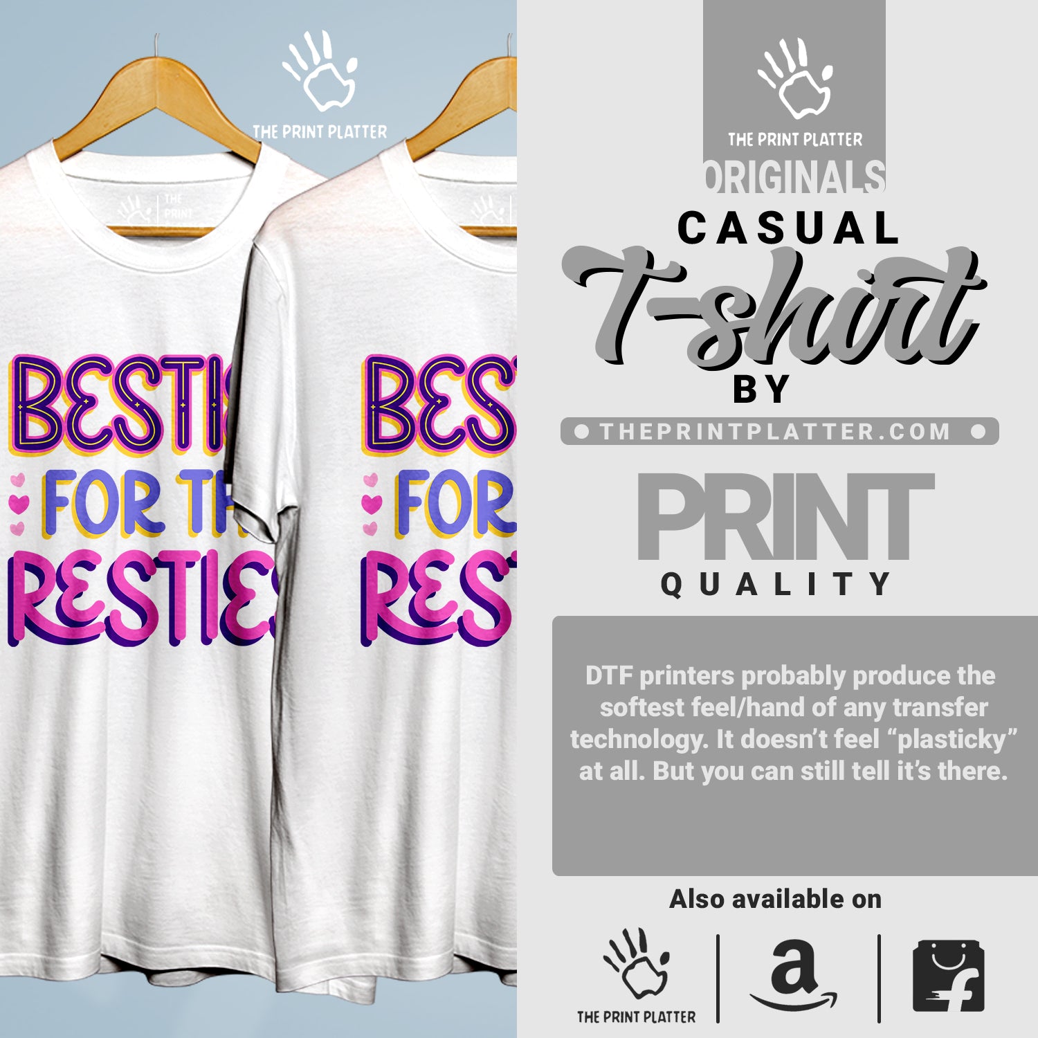 Besties For The Resties Cotton Bio Wash 180gsm T-shirt | 3Combo-FriendshipDay-11-BFTR